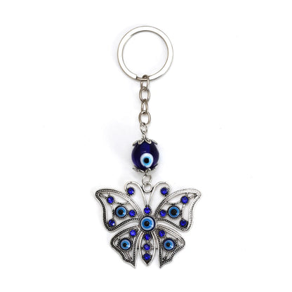 Lucky Eye Fatima Hand Keychain – Alloy Tree of Life Elephant Owl Blue Turkish Evil Eye Car Keyring Jewelry for Men & Women Gift