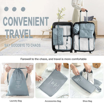 7-Pcs Travel Organizer Packing Cubes Set – Portable Luggage Storage Bags for Clothes, Shoes & Accessories