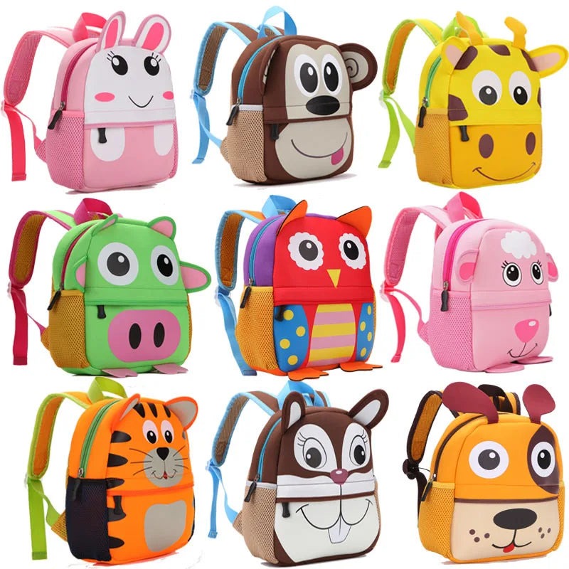 3D Cartoon Animal Kids Backpack | School Bag for Girls & Boys, Kindergarten Toddler Backpack Ages 2-5