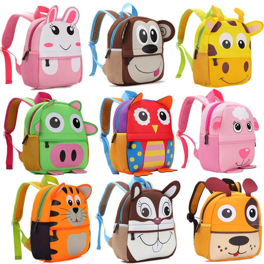 3D Cartoon Animal Kids Backpack | School Bag for Girls & Boys, Kindergarten Toddler Backpack Ages 2-5