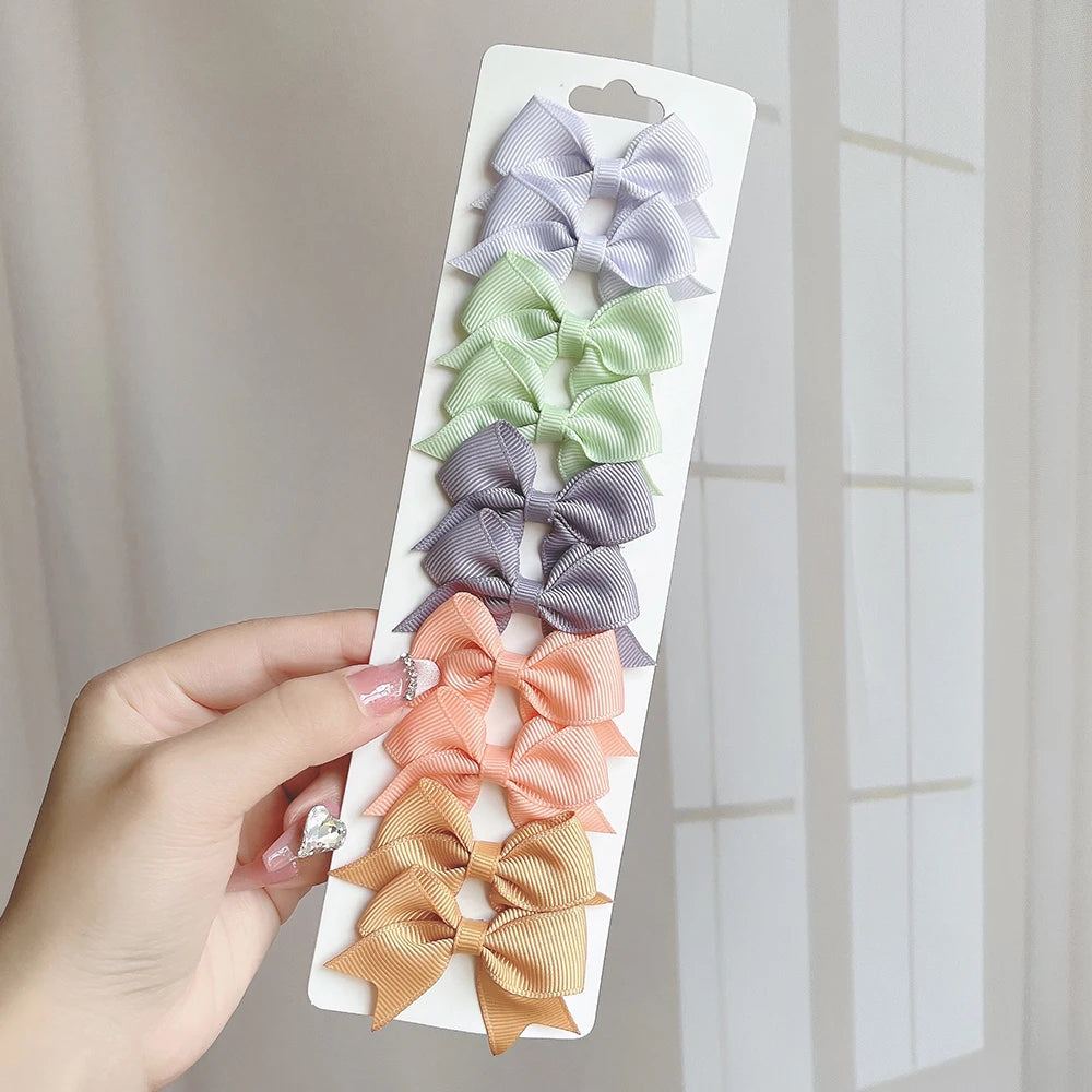 10pcs Kids Bow Hair Clips - Handmade Ribbon Bowknot Barrettes for Baby Girls Hair Accessories