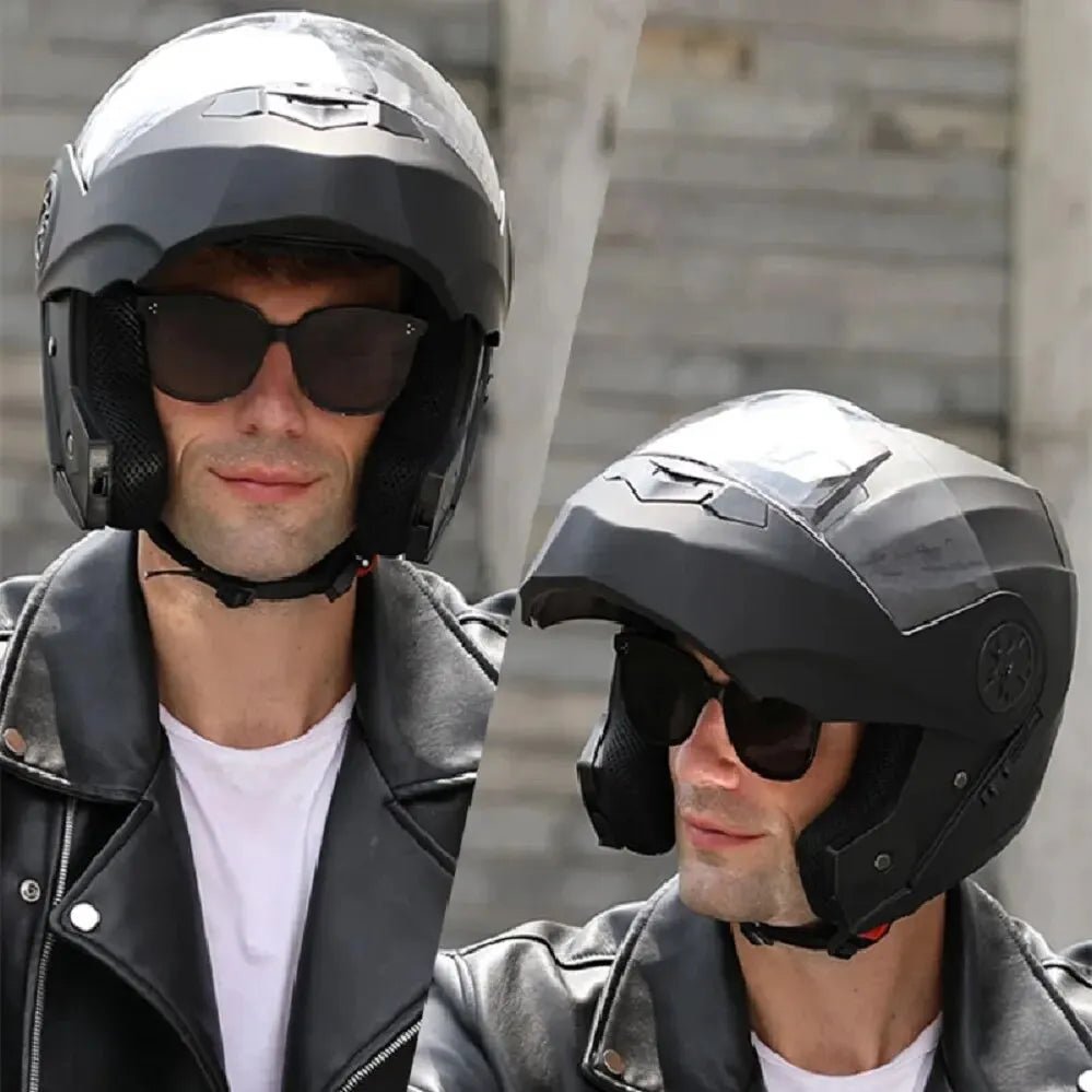 Personalized Dual-Lens Flip-Up Motorcycle Helmet — Motocross Racing Modular Full-Face Helmet for Men & Women, Fashionable Cascos Para Moto