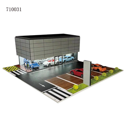 GFans 1:64 Scale Diorama Car Garage Model – LED Lighted Parking Lot DIY City Set for Collection & Display Gifts