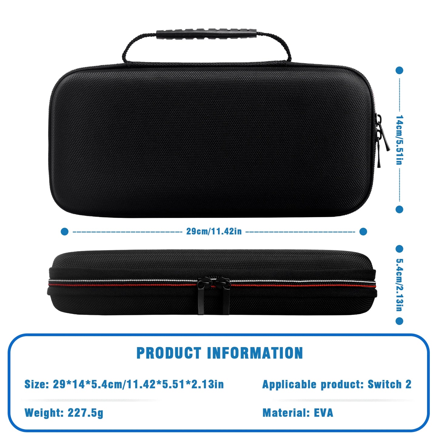 Travel Carrying Case for Nintendo Switch 2 — EVA Hard Shell, Shockproof Storage Bag & Protective Pouch for Accessories