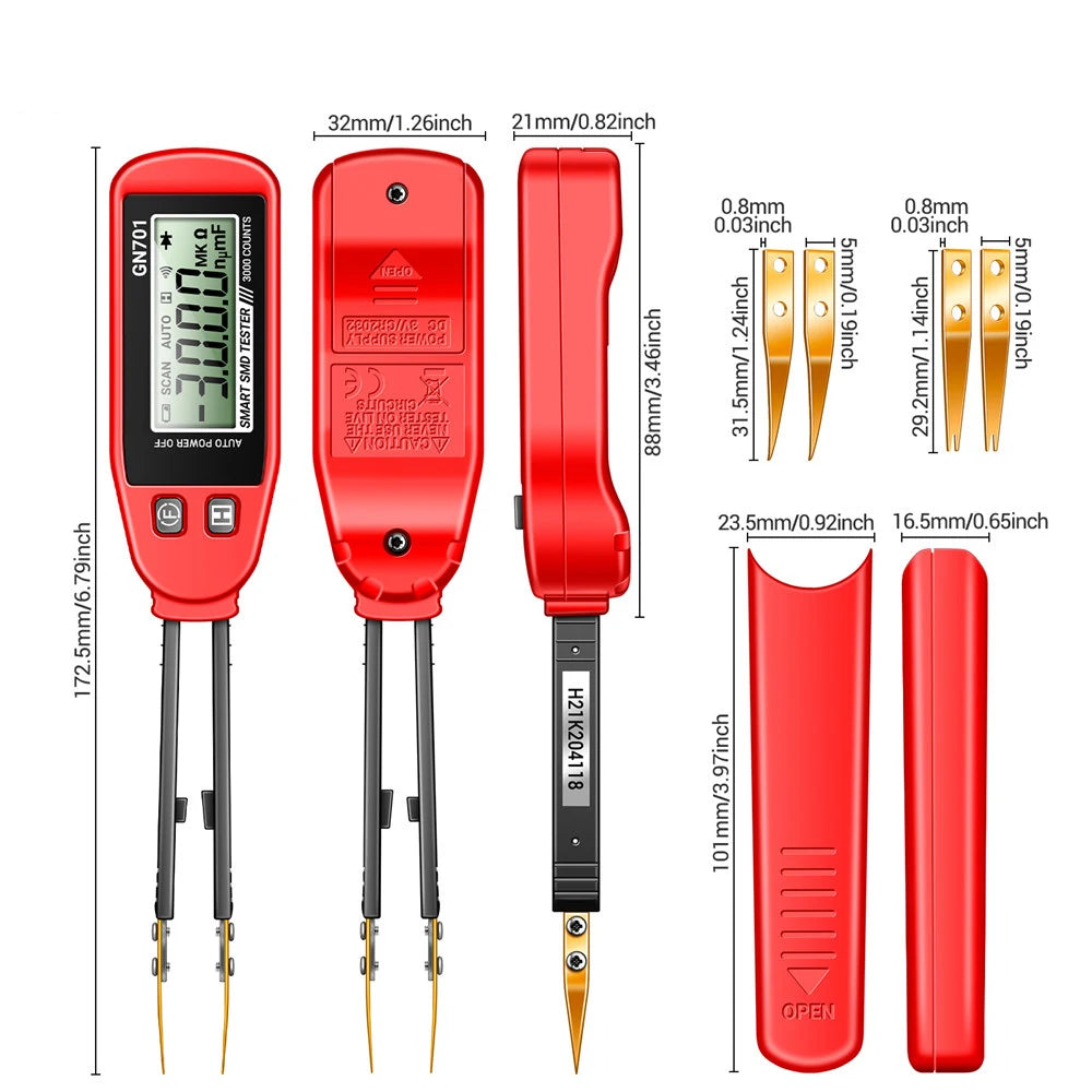 GN701 Smart SMD Tester – Multimeter for Capacitance, Resistance & Diode with LCD Display (3000 Counts)