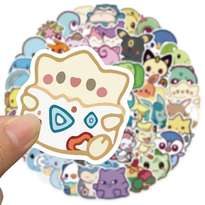 10/30/50-Piece Kawaii Pokémon Sticker Set - Pikachu & Bulbasaur Cartoon Decals for Phones, Diaries & Luggage