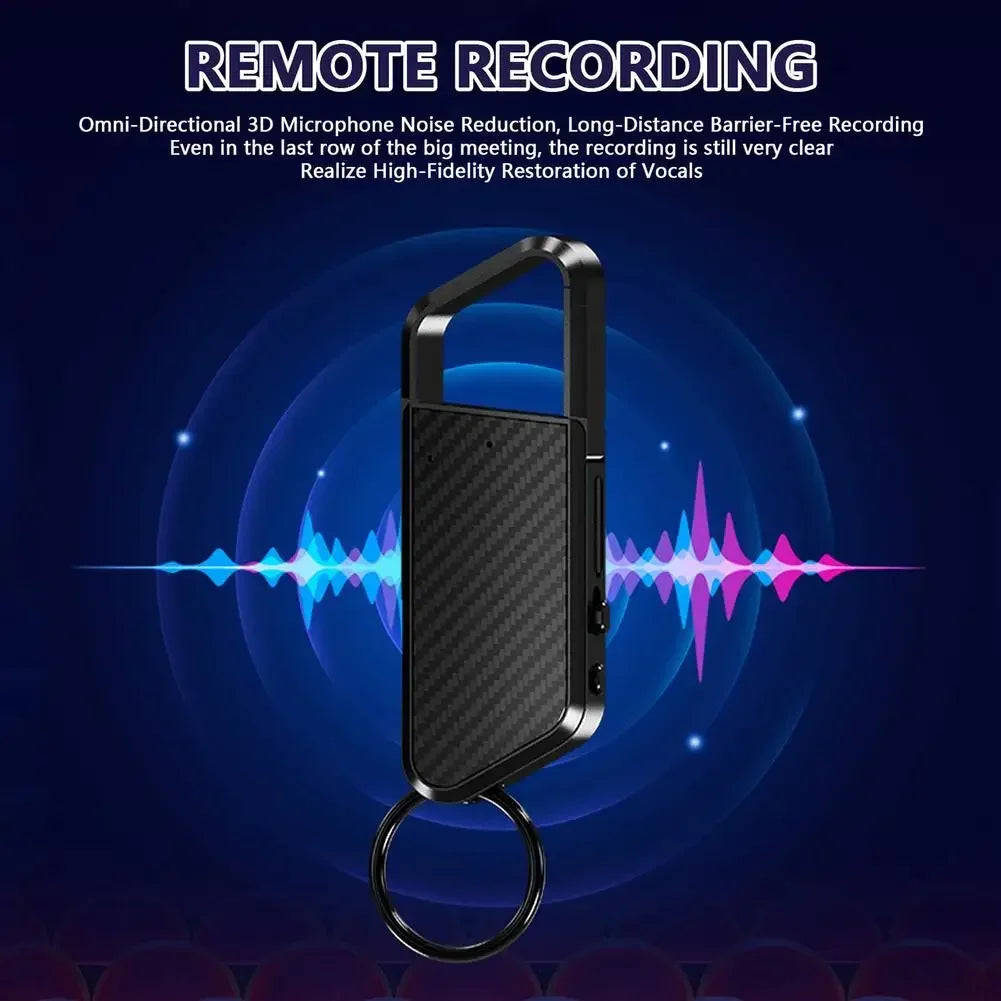 128GB Keychain Voice Recorder – Sound-Activated Mini Dictaphone with Noise Reduction, MP3 Player & Audio Recording 8-64GB