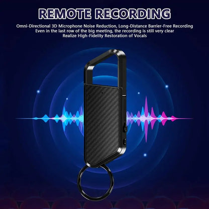 128GB Keychain Voice Recorder – Sound-Activated Mini Dictaphone with Noise Reduction, MP3 Player & Audio Recording 8-64GB