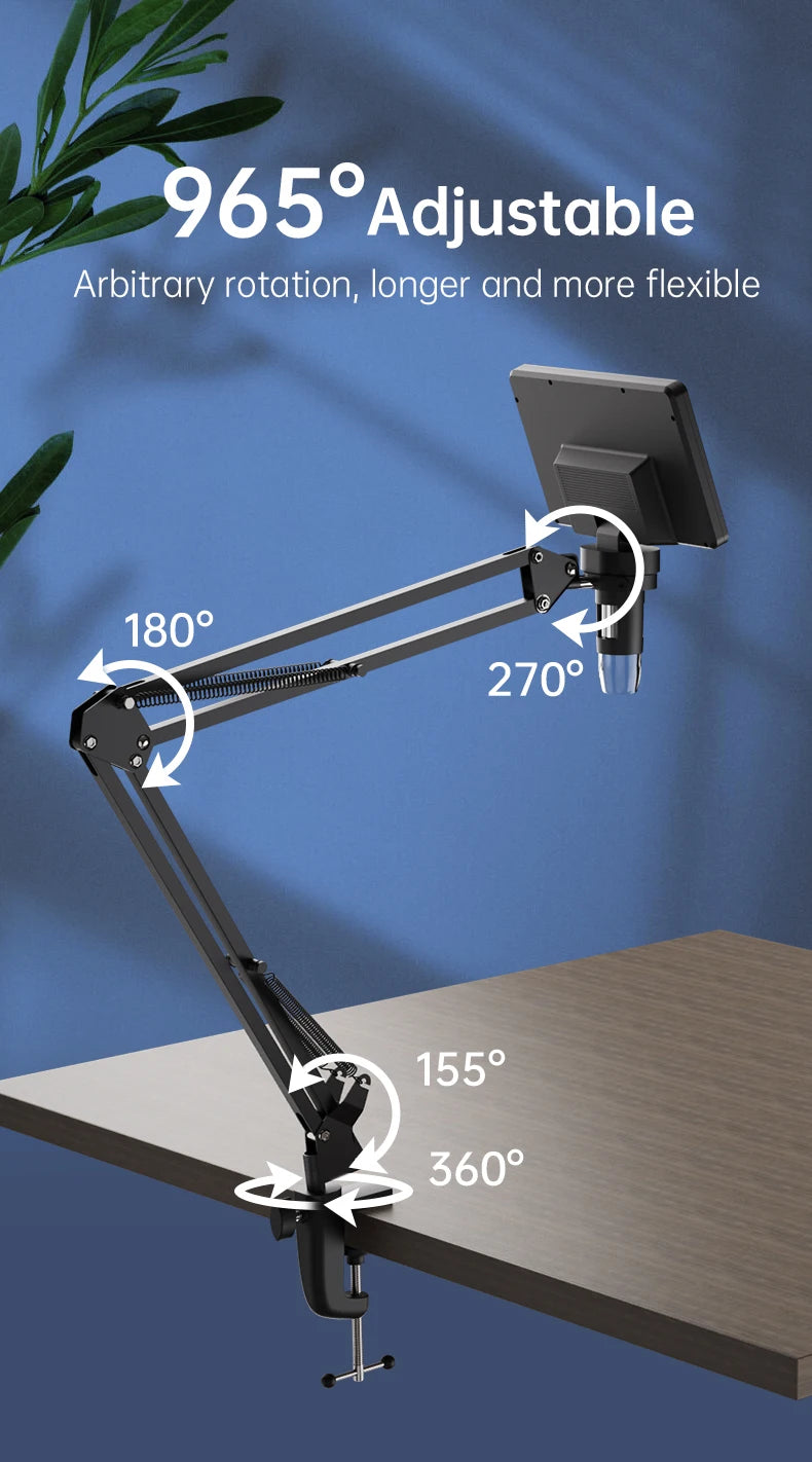 RIEVBCAU Flexible Microscope Arm Stand – Adjustable Metal Bracket, Coin Microscope Mount for DM4, DM7, DM9, MS1, MS3