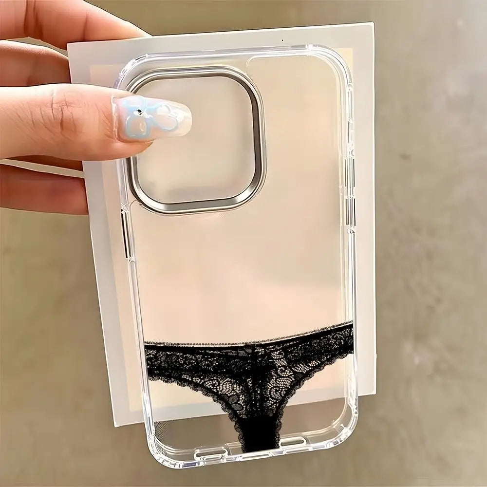 Funny Pattern iPhone Case - Transparent Protective Cover with Chrome Button & Camera Ring