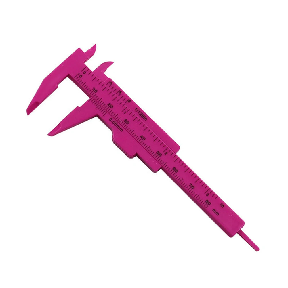 Rose Pink 0-80mm Double Scale Sliding Gauge - Permanent Makeup & Tattoo Measuring Tool for Eyebrow and Lip Lines