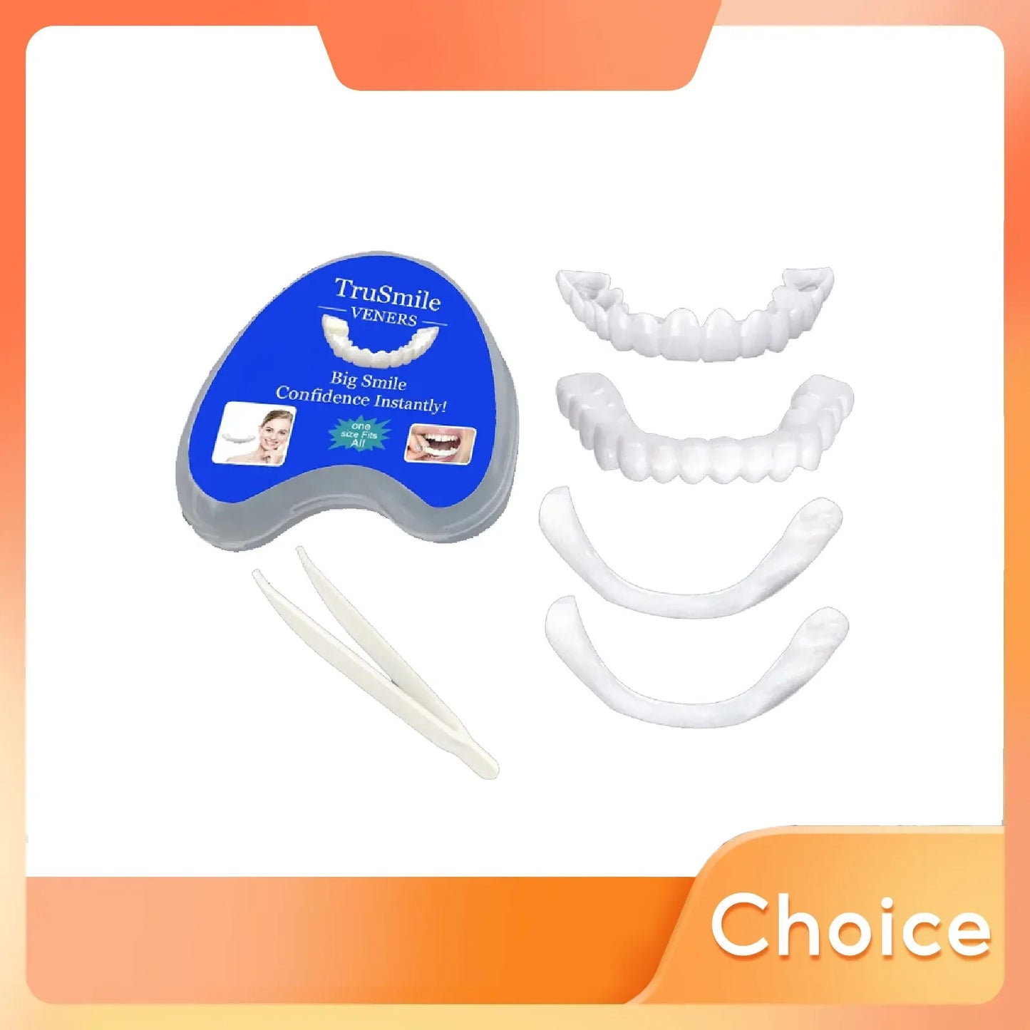 Silicone Denture Set — Temporary Orthodontic Teeth, Fake Tooth Braces for Oral Hygiene, Whitening & Dental Simulation