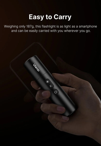 Ulanzi LM07 Zoomable Videography Flashlight - Photography Fill & Ambience Light with 1/4'' Thread for Camera Stand & Cage