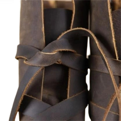 Men’s Renaissance Leather Boots - Vintage Lace-Up Pirate Viking Cosplay Shoes