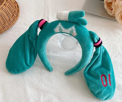 Hatsune Miku Cute Plush Hairband — Soft Headband for Spa, Yoga, Face Washing & Girls Gift