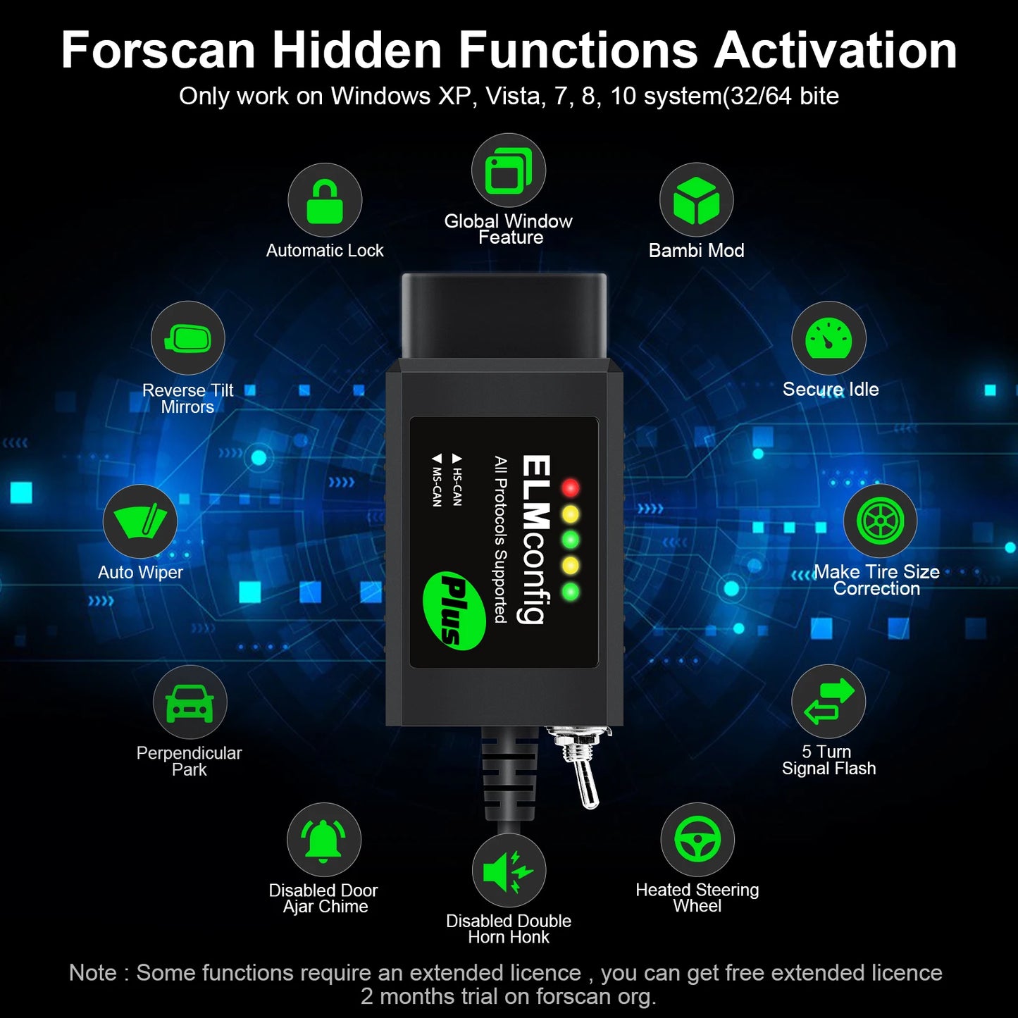 FORScan ELM327 USB OBD2 Scanner - HS CAN & MS CAN Diagnostic Tool for Ford Vehicles