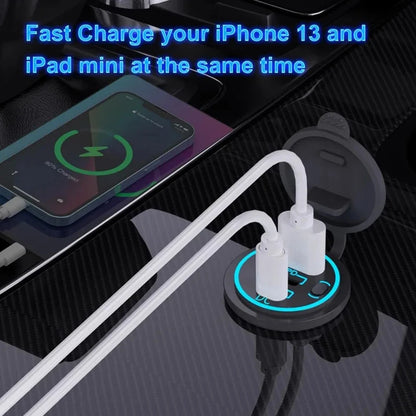 78W Dual USB C Car Charger Socket - PD3.0 & QC3.0 Fast Charging Adapter with LED Touch Switch for 12V/24V Vehicles