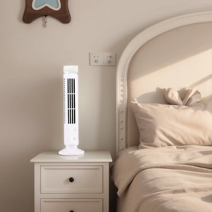 LED Bladeless Tower Fan - Quiet 90° Oscillating USB Portable Desk Fan with Light for Home, Bedroom & Office
