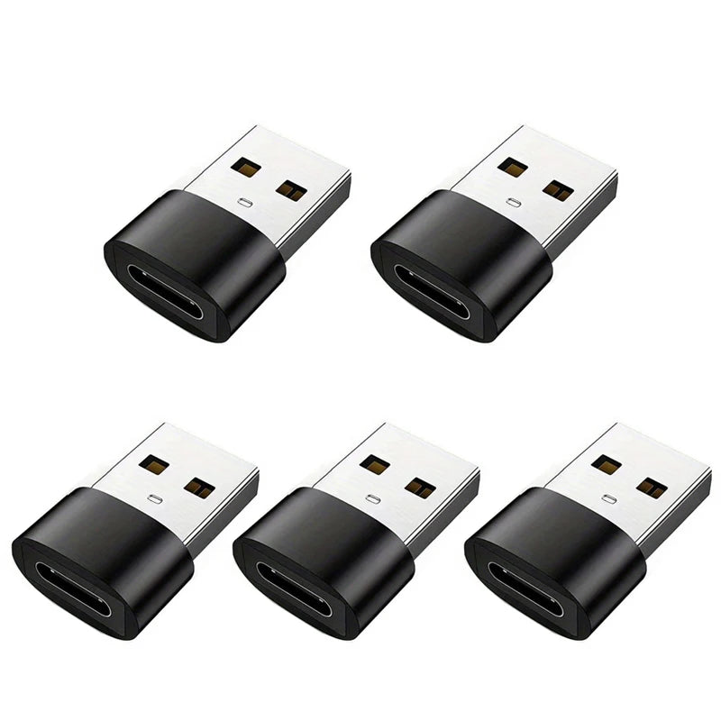 USB-C to USB Adapter – Type-C Male to Female Converter for Phones, PCs, and Laptops, 1/2/5pcs Pack