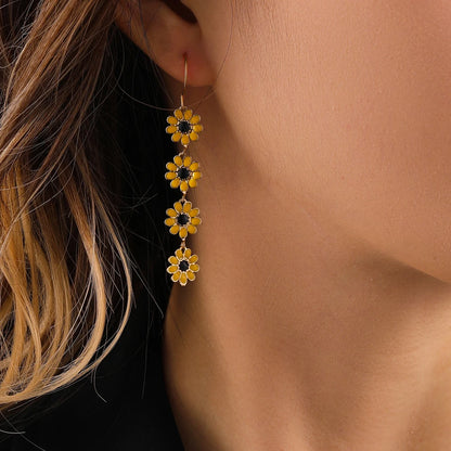Retro Daisy Flower Earrings - Elegant Small Floral Jewelry for Women Party Gifts