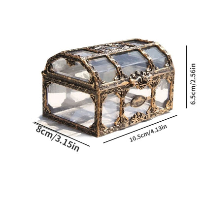 Transparent Pirate Treasure Box - Crystal Gem Jewelry Storage Organizer Chest for Trinkets & Accessories