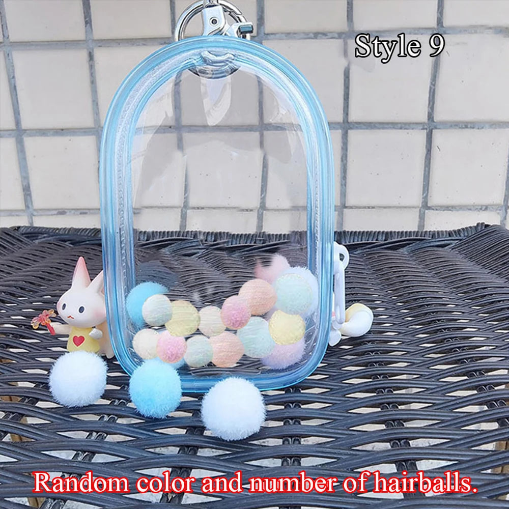 Transparent Jewelry Organizer Box – Plastic Storage Pouch with Keychain, Dustproof Case, Cute Doll Bag for Accessories