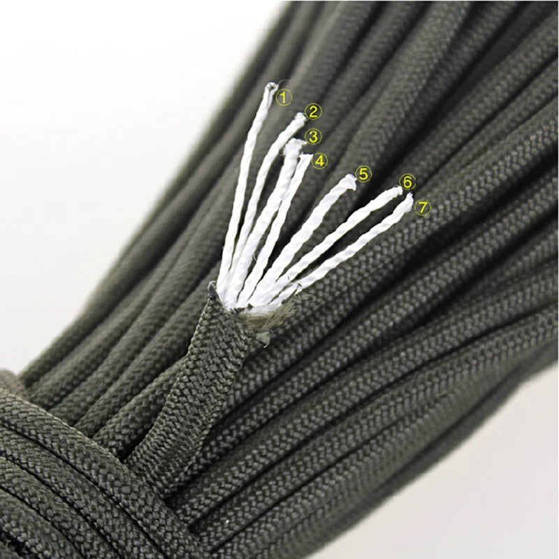 7 Core 550 Paracord Rope - 4mm Survival Cord for Camping Hiking Lanyard Tent and Outdoor Gear