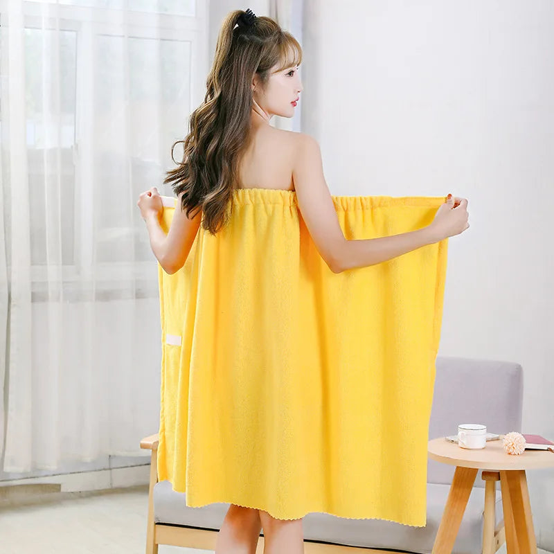 Women’s Fast Drying Wearable Bath Towel Wrap – Soft Microfiber Spa Bathrobe with Bowknot for Shower, Beach & Bathroom