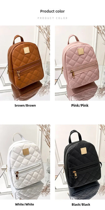 2024 K-Style Quilted Embroidered Small School Backpack for Girls - Western-Inspired Ladies' Bag