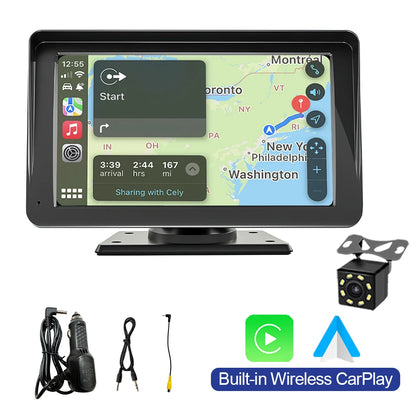 7 Inch Wireless CarPlay & Android Auto Car Radio Stereo Multimedia System with Bluetooth GPS – Universal Fit for Benz, BMW, VW & KIA Vehicles