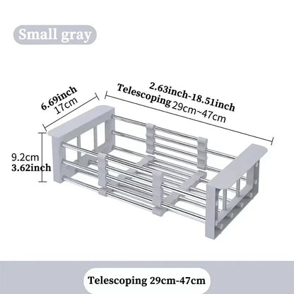 Folding Stainless Steel Kitchen Sink Drain Rack – Space-Saving Dish Drain Basket & Sink Organizer