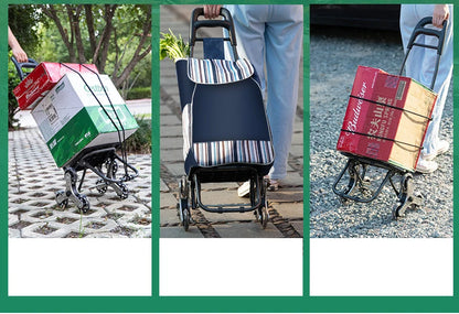 Lightweight Folding Grocery Shopping Trolley – Hand-Pull Stairs Climbing Cart for Household & Outdoor Travel