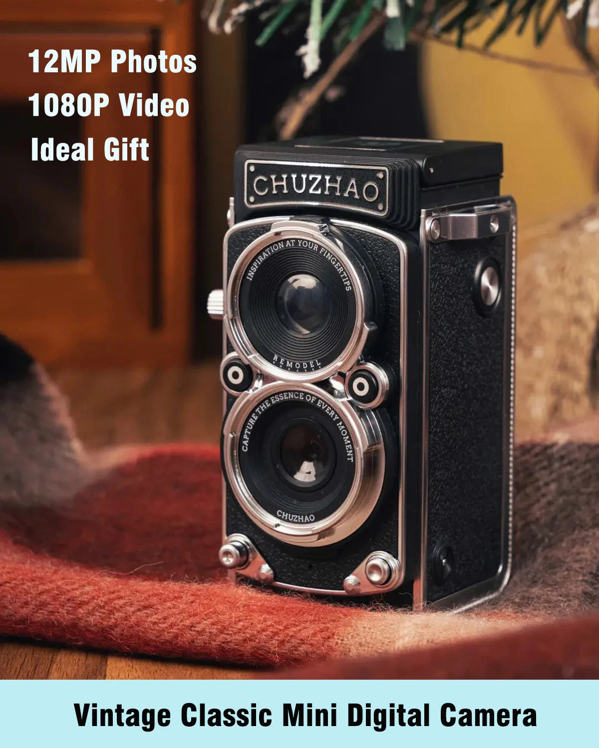 Vintage Mini Digital Camera 12MP Autofocus, 1080P FHD Vlogging Camera – Ideal Christmas & Birthday Gift
