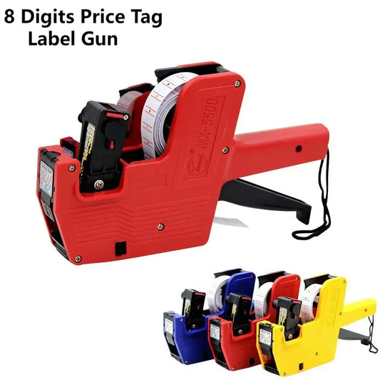 8-Digit Digital Price Label Gun – Handheld Tag Marker with 1 Roll Labels & Ink for Retail & Supermarket