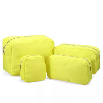 Multi-Color Nylon Cosmetic Bag - Large Zipper Makeup Pouch & Toiletry Organizer for Women and Girls