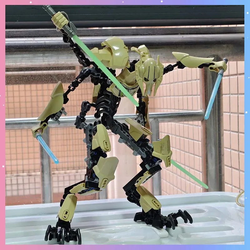 183pcs KSZ714 Star Anime Robot Action Figure – Grievous with Lightsaber Building Blocks Toy