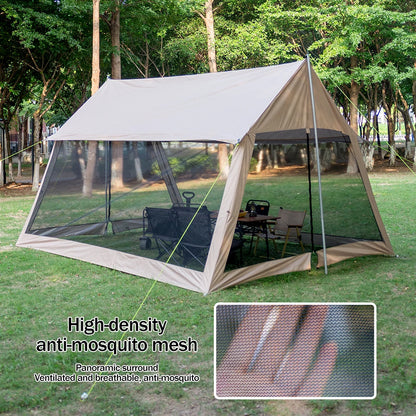 210D Large Family Camping Tent (6-10P) – Waterproof, UV Protection, Portable Canopy with Mosquito Shield for Beach & Park