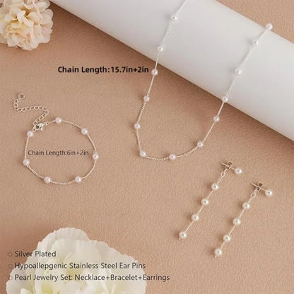 Unique Beaded Jewelry Set with Tassel Pearl Necklace – Retro Chain Choker for Women