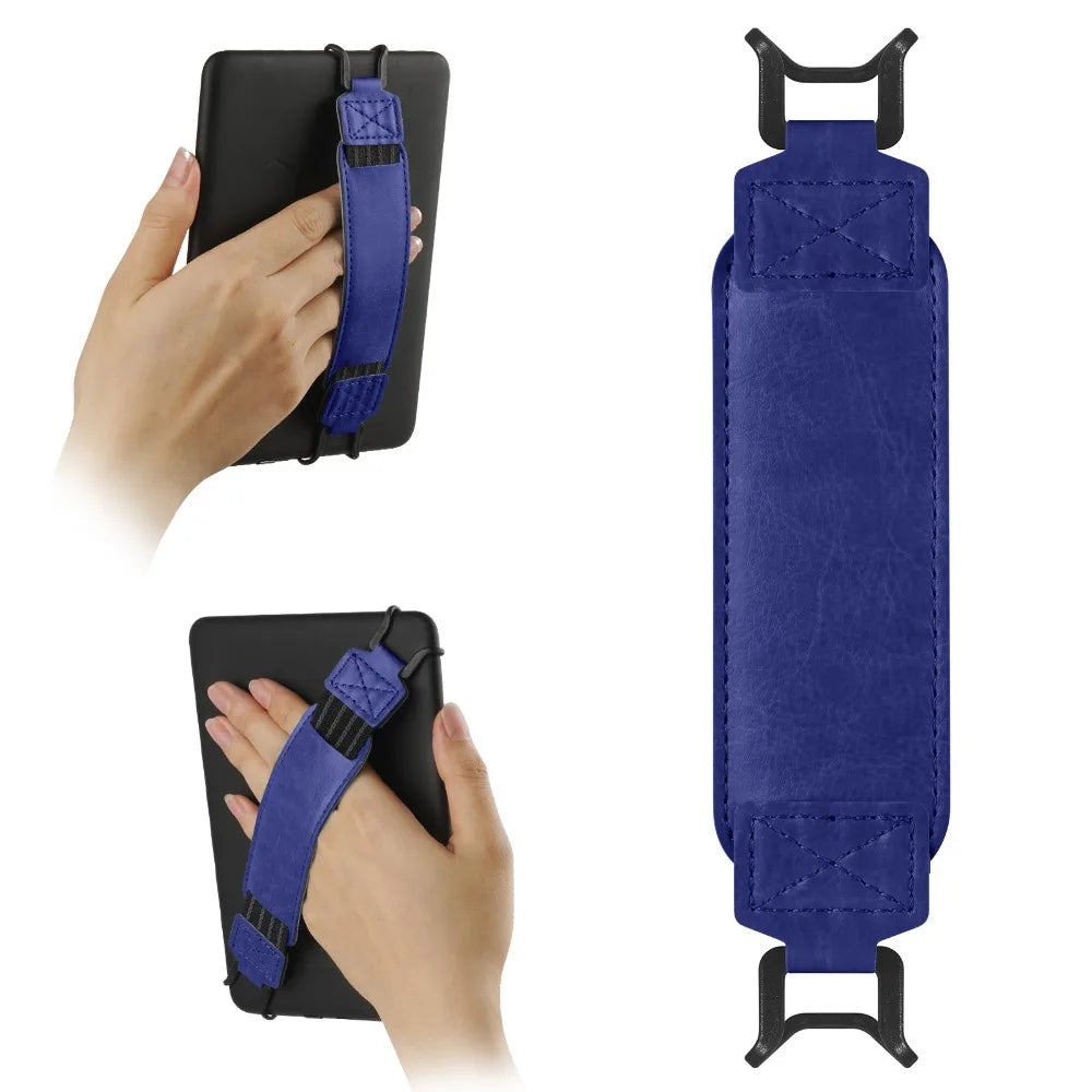 Leather Tablet Hand Strap - Universal Anti-Slip Anti-Drop EReader Holder for Kindle iPad Kobo Lenovo Sony & More