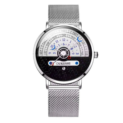 Men’s Fashion Mesh Band Quartz Watch — Business Wristwatch with Calendar Reloj Hombre