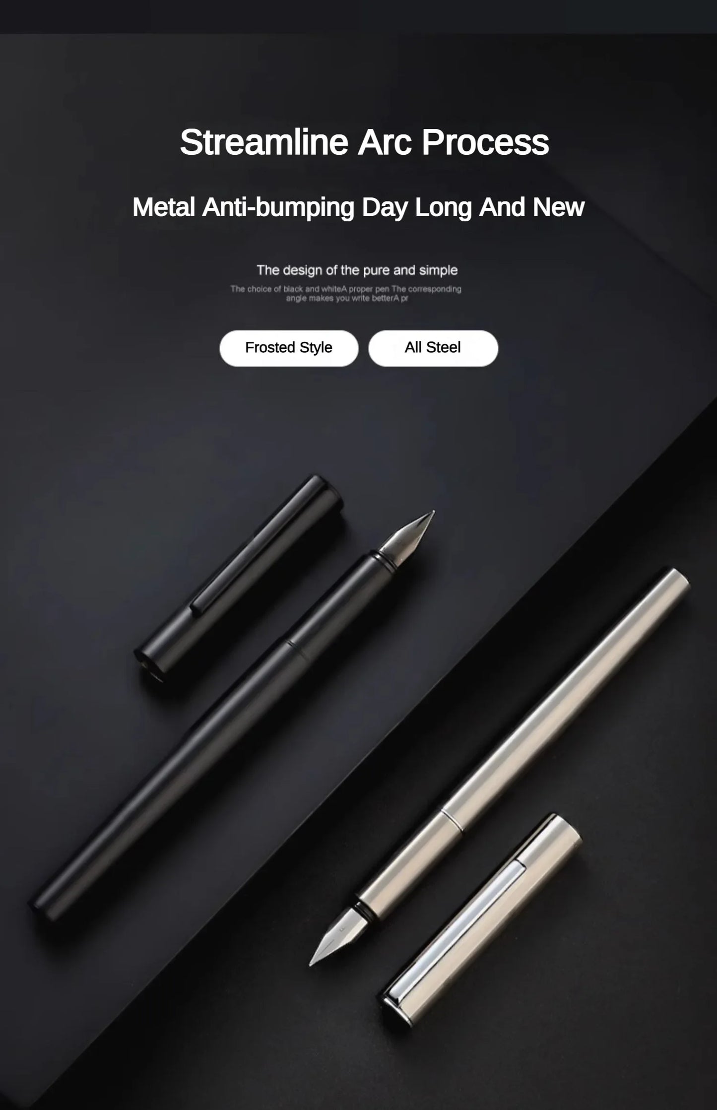 Jinhao 35 Fountain Pen — All-Steel Luxury EF/F Nib for Calligraphy, Writing, Office & School Supplies