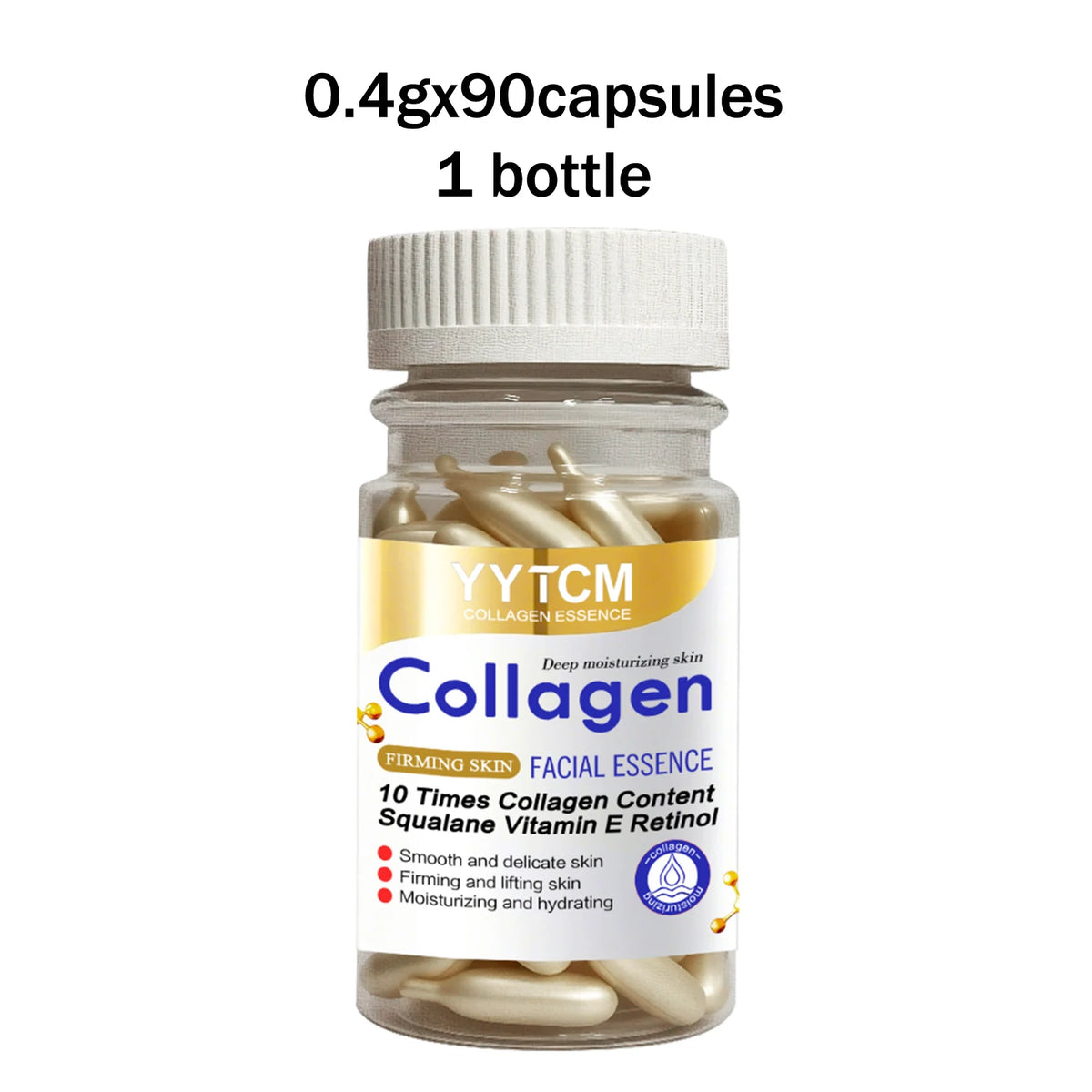 Collagen Firming Capsule Serum 30 Capsules - Hydrating Facial Serum with Plant-Based Squalane, Retinol & Vitamin E