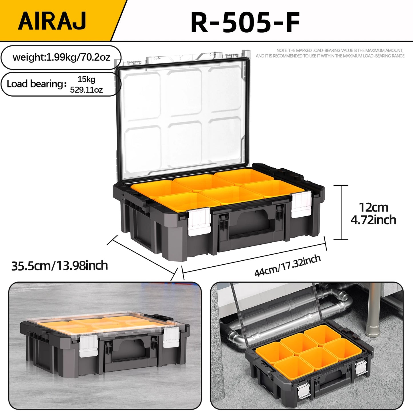 AIRAJ Stackable Modular Toolbox Set – Portable Wheeled Combo Toolbox for Space-Saving Storage & Easy Mobility