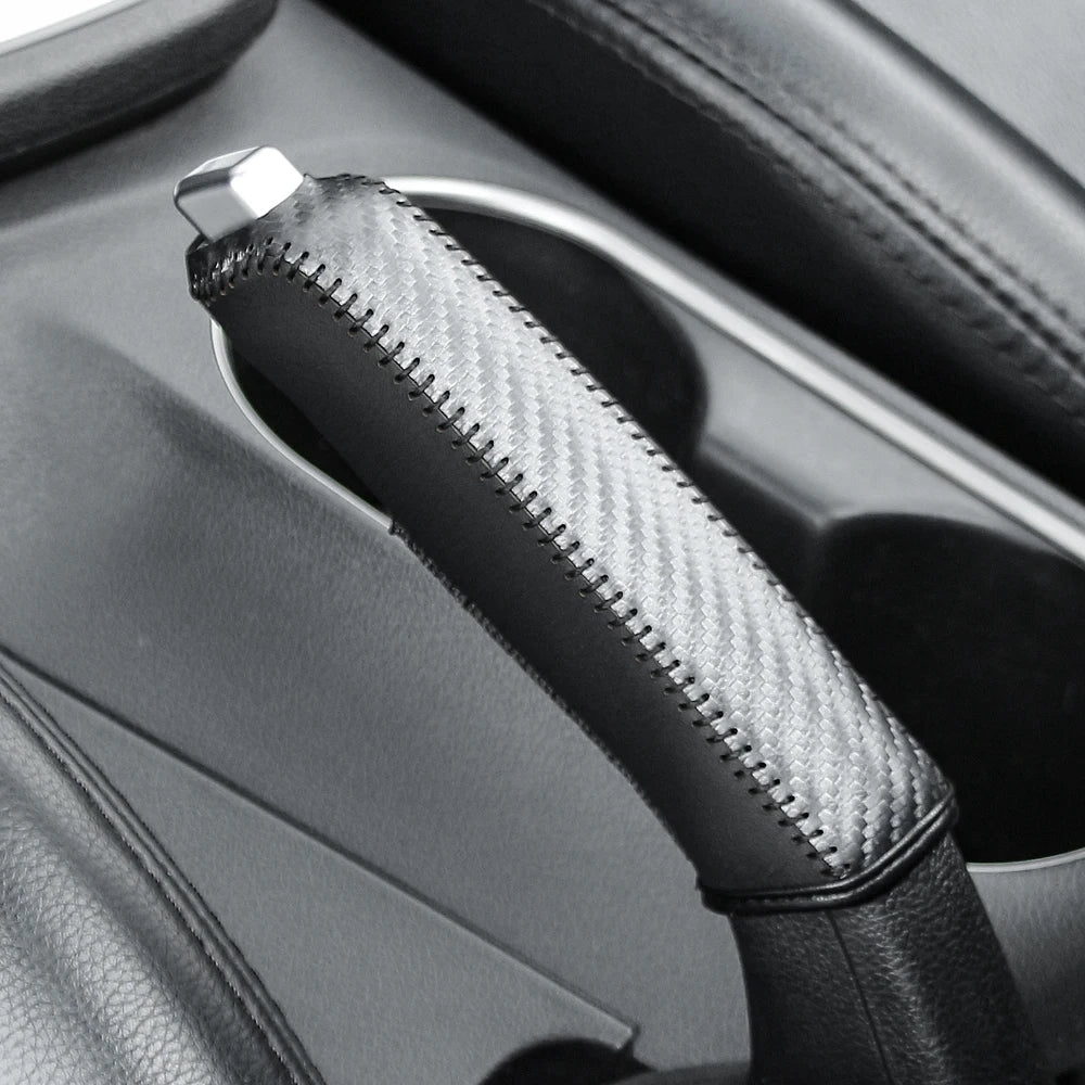 Carbon Fiber Handbrake Cover Sleeve - Protective Hand Brake Protection for Car Interior Accessories