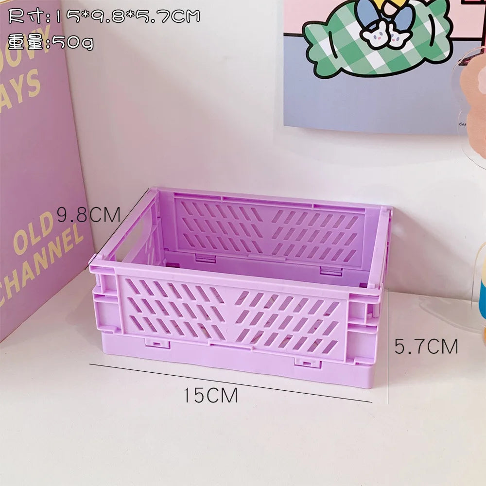 Mini Folding Plastic Storage Box - Collapsible Home and Office Organizer Container (1 PC)