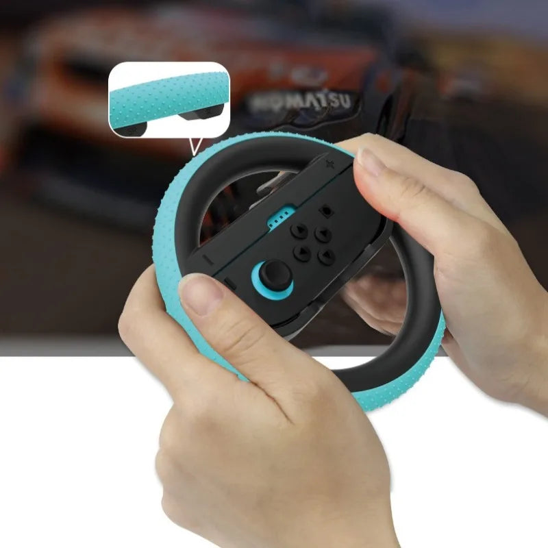 2PCS Racing Steering Wheel for Nintendo Switch Joy-Con Controllers — Hand Grip for Mario Kart 8 Deluxe