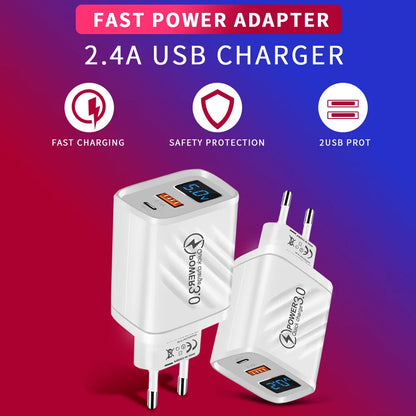 20W USB-C PD Fast Charger with Digital Display - Type C Wall Charging Adapter for iPhone, Samsung, Xiaomi, Huawei