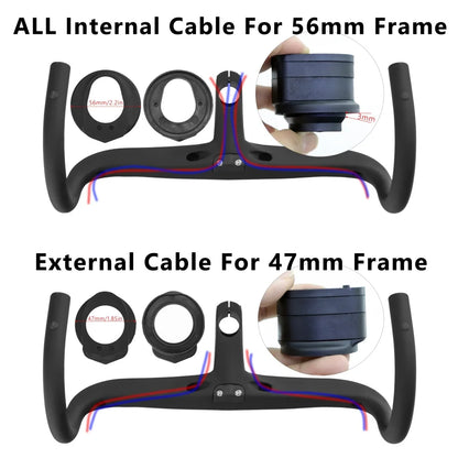 KOCEVLO T800 Carbon Road Bike Handlebar - Integrated 28.6mm Internal Cable Routing Drop Bar