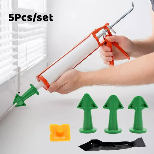5-Piece Caulking Nozzle Applicator Set: Finishing Tools for Tile, Brick Joints, and More - Handy Silicone Remover Hand Tool Kit