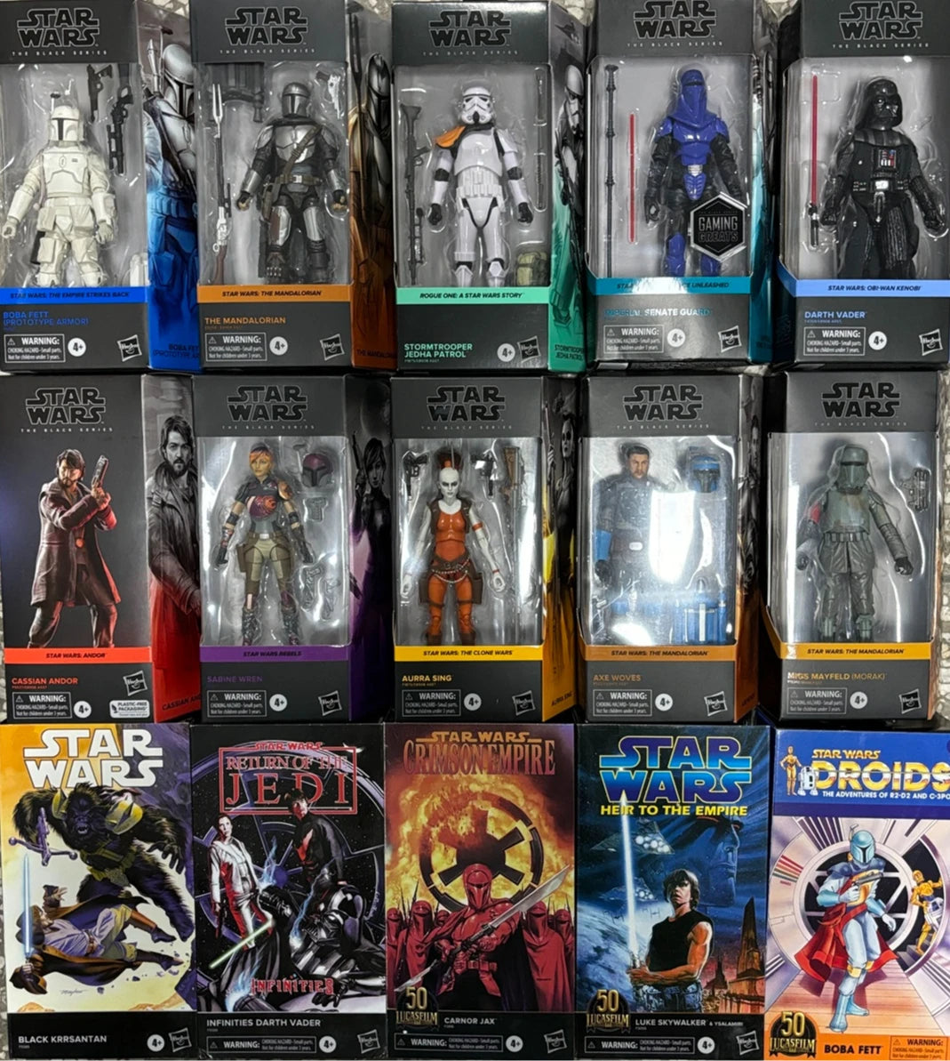 Star Wars Action Figures - Hasbro Black Series Obi-Wan, Darth Vader, Cal Kestis, Boba Fett, Luke & Mandalorian Collectible Toys